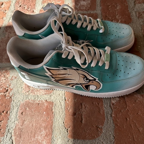 Custom NFL Philadelphia Eagles Air Force 1 Super Bowl Football Shoes men sz 12.5 - Picture 14 of 15